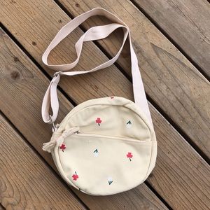 Round circular canvas crossbody purse